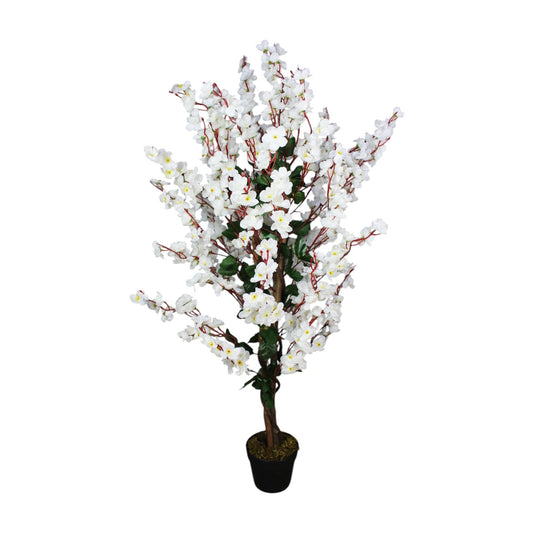 Kunstpflanze Blütenbaum 120 cm Wintersweet Weiß Künstliche Pflanze Blüten