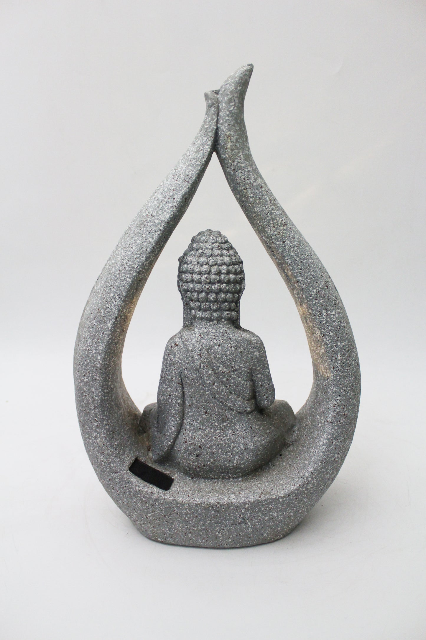 Solarleuchte Buddha Skulptur Granit-Optik mit Glaskugel moderne Solarlampe 30x15x46 cm