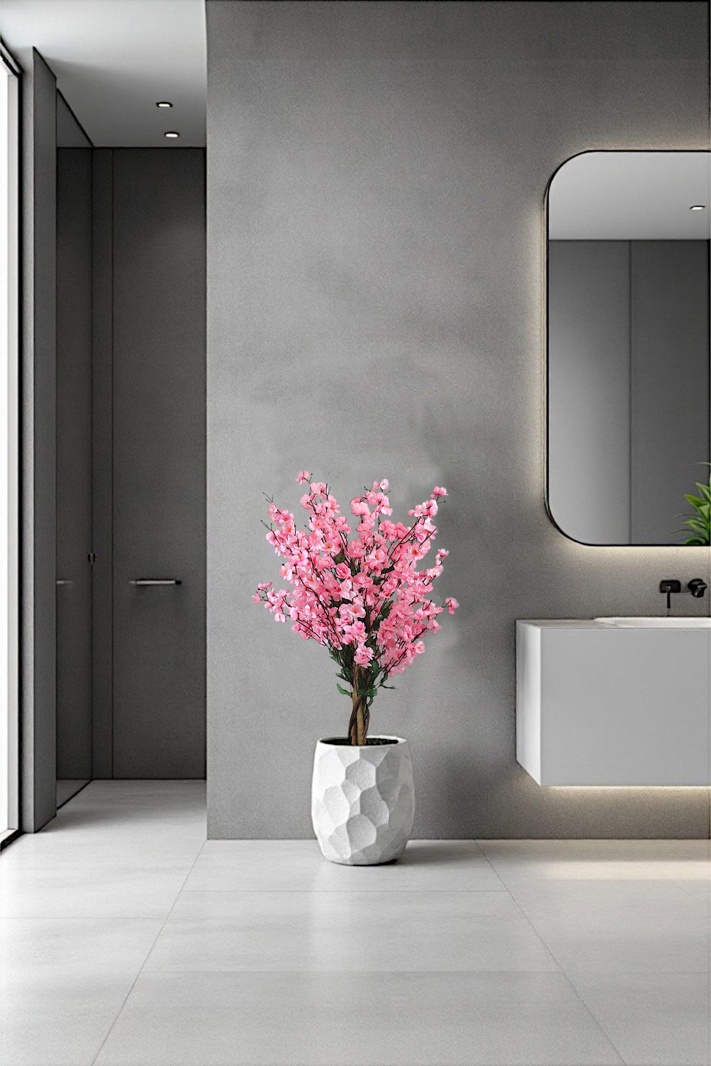 Kunstpflanze Blütenbaum 90 cm Wintersweet Pink Künstliche Pflanze Blüten