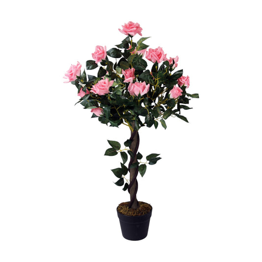 Künstlicher Rosenstamm 90 cm Rosa mit 21 Rosen und 259 Blätter Kunstrose künstliche Rose Kunstpflanze