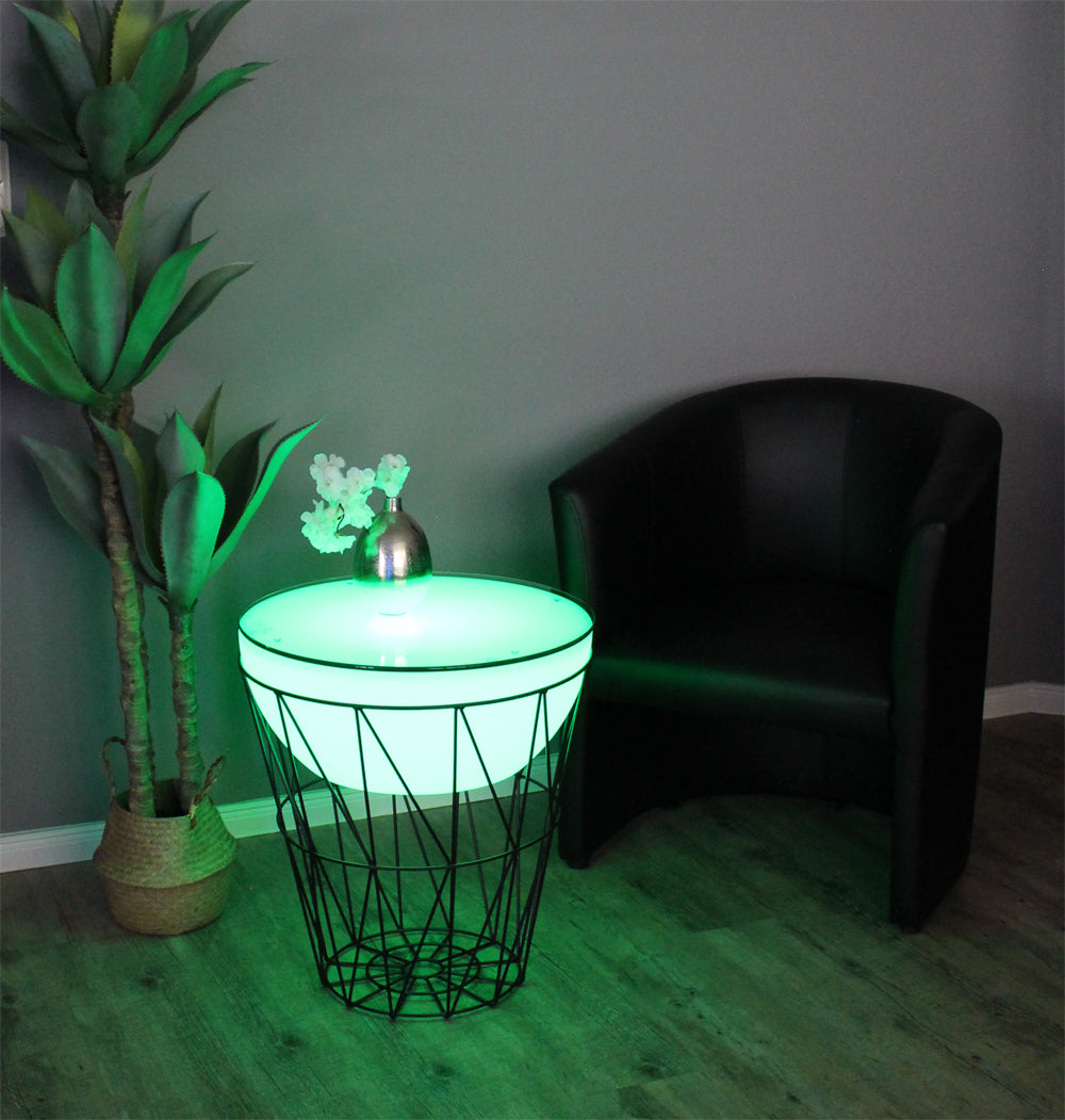 LED Couchtisch 56x50cm PL500 Beistelltisch beleuchtet modern Lounge Tisch Leuchtmöbel