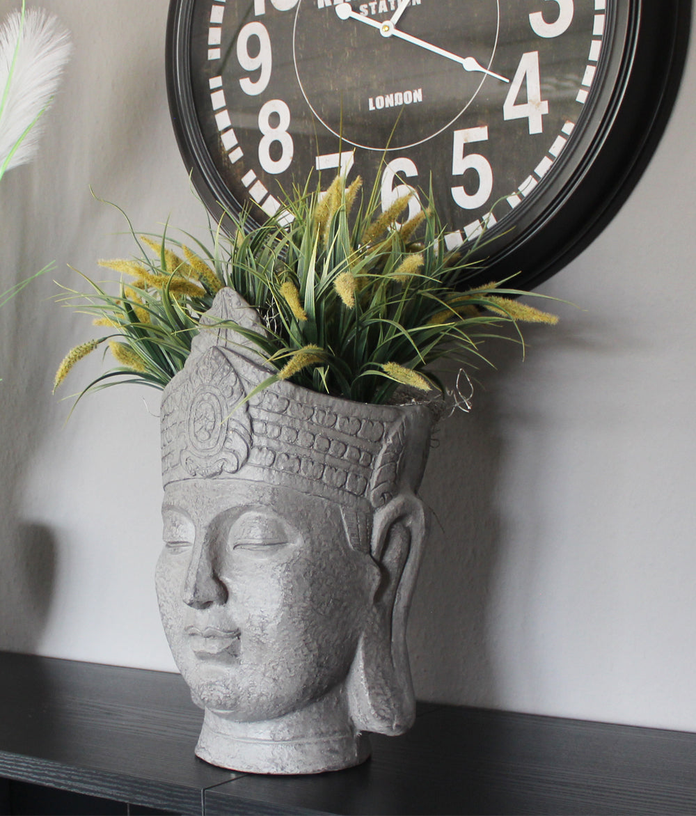 Blumentopf Buddha Kopf Pflanztopf Groß Büste Kunststein