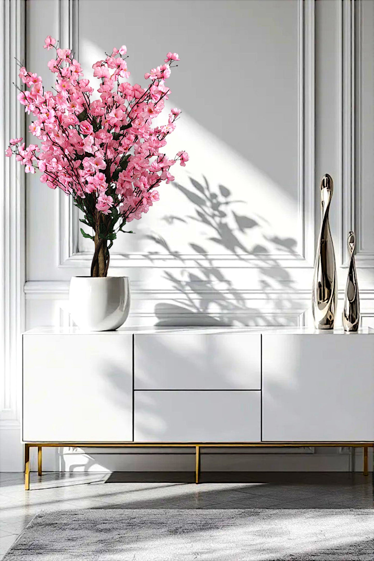 Kunstpflanze Blütenbaum 90 cm Wintersweet Pink Künstliche Pflanze Blüten