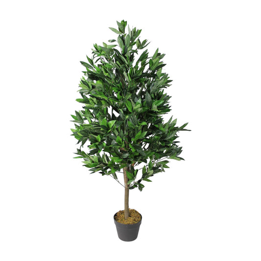 Künstlicher Kirschlorbeer 120 cm mit Echtholzstamm und 1521 Blätter Kunstpflanze