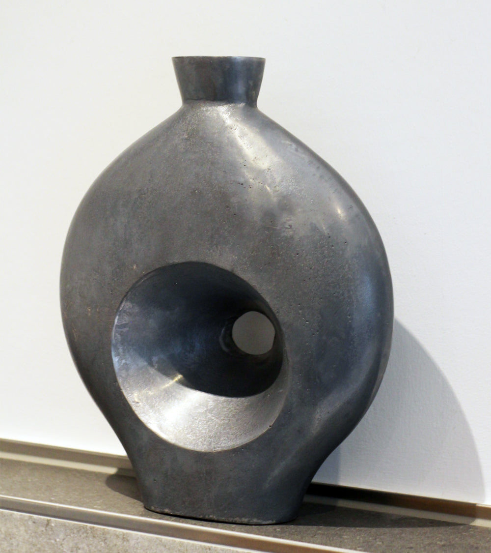 Design Metall Vase 39x 33 cm Türkis/Grau