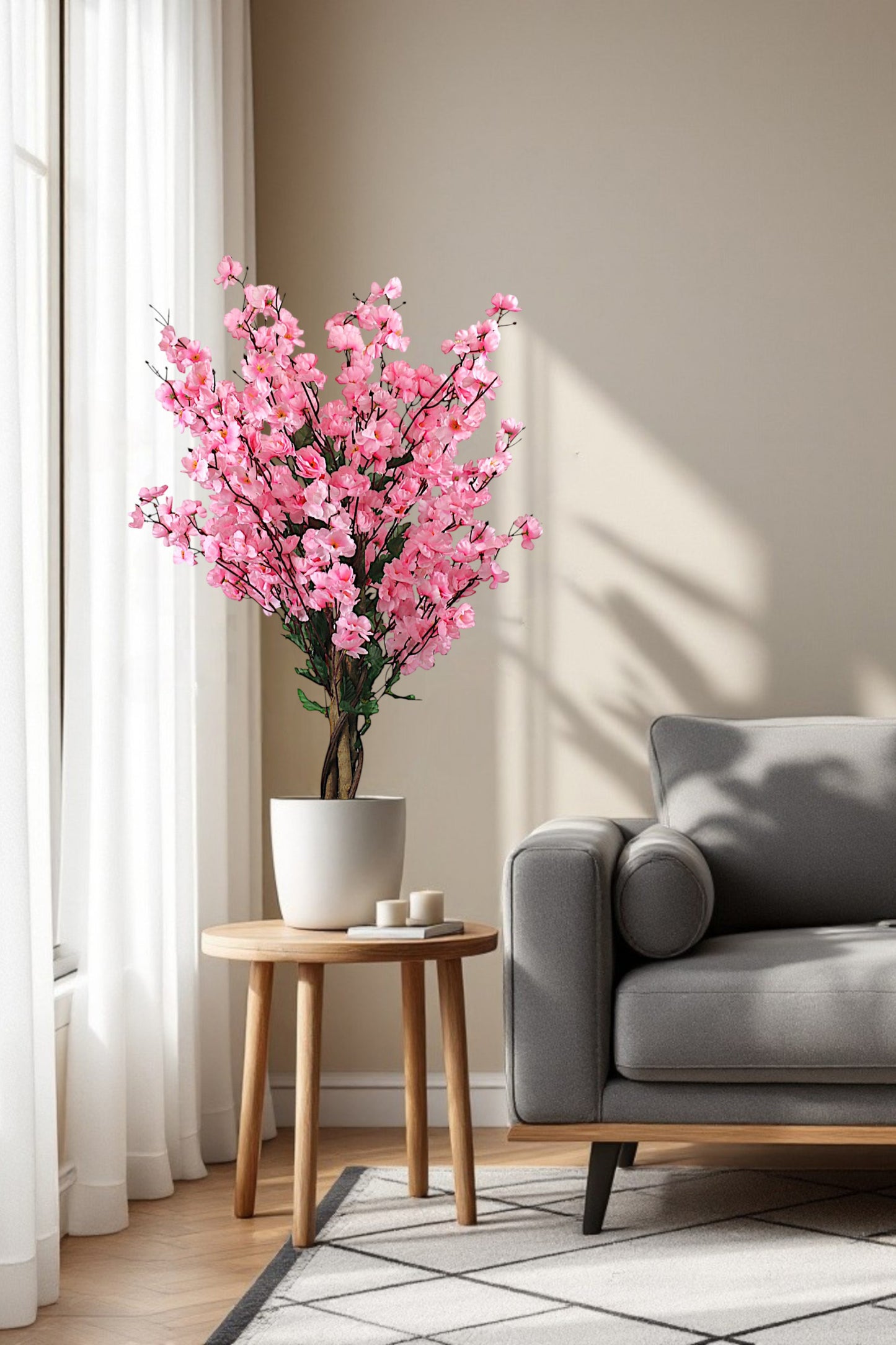 Kunstpflanze Blütenbaum 90 cm Wintersweet Pink Künstliche Pflanze Blüten