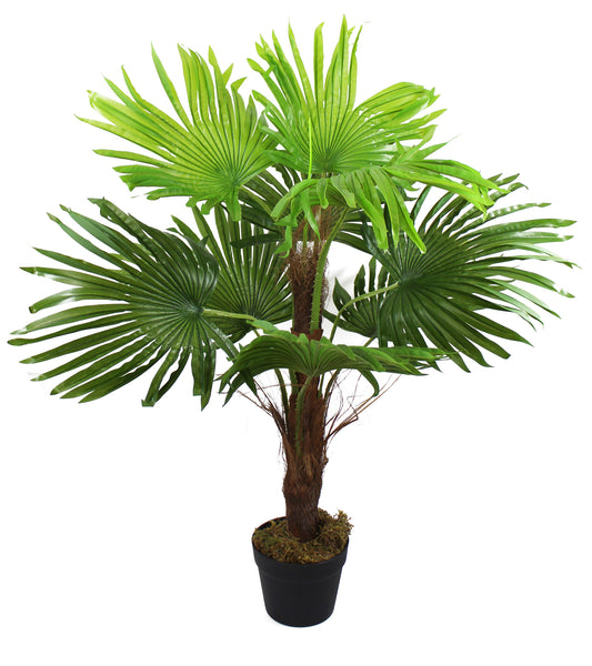 Künstliche Fächerpalme 90 cm mit 9 Palmenwedel Kunstpalme Kunstpflanze Künstliche Palme im Topf