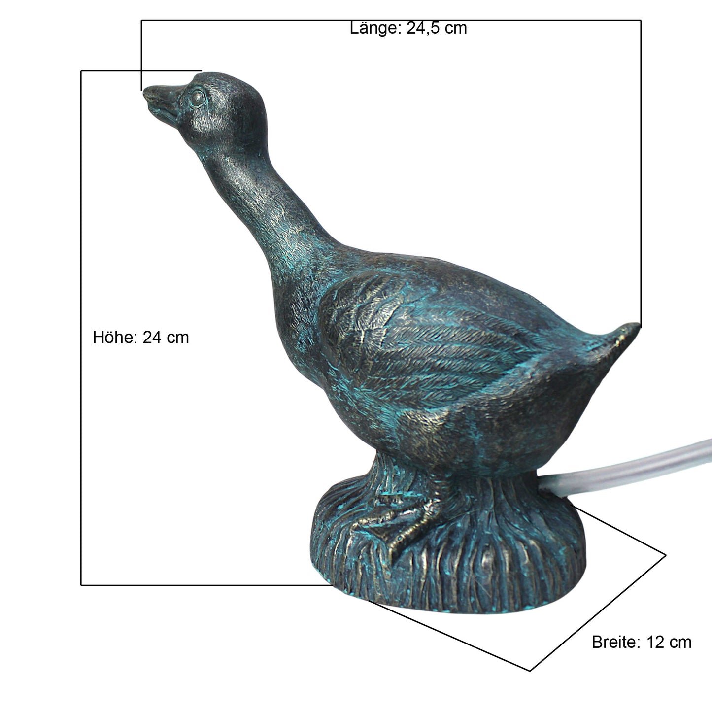 Solar Wasserspeier Ente 24 cm klassisch Wasserspiel Teichdeko Gartenfigur Brunnen Springbrunnen Solarbrunnen