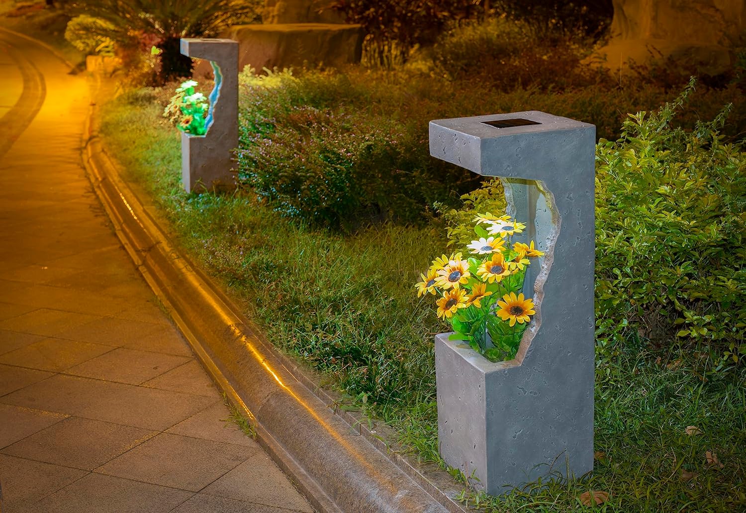 beleuchteter Blumentopf Solarleuchte Pflanzkübel 22x22x69 cm