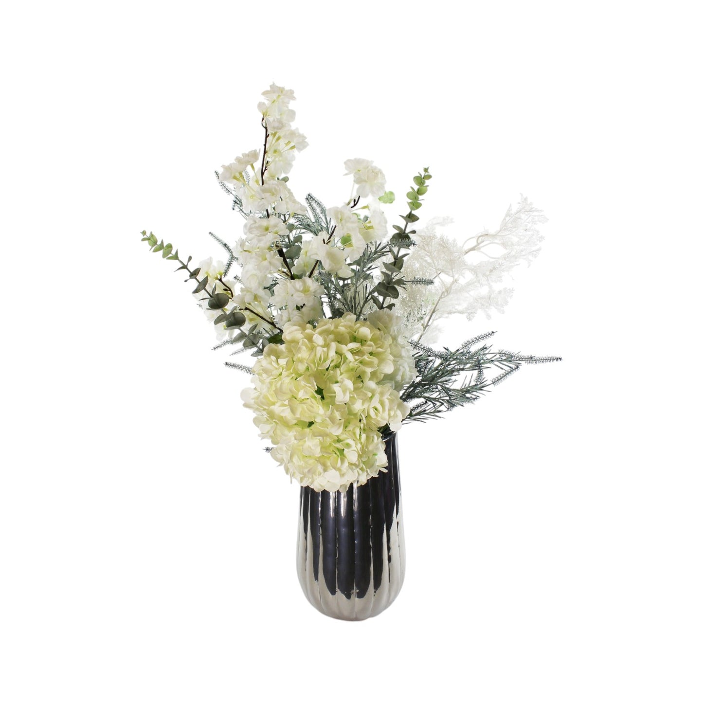 Künstlicher Blumenstrauß mit Vase Blumen Bouquet weiß Kunstpflanze