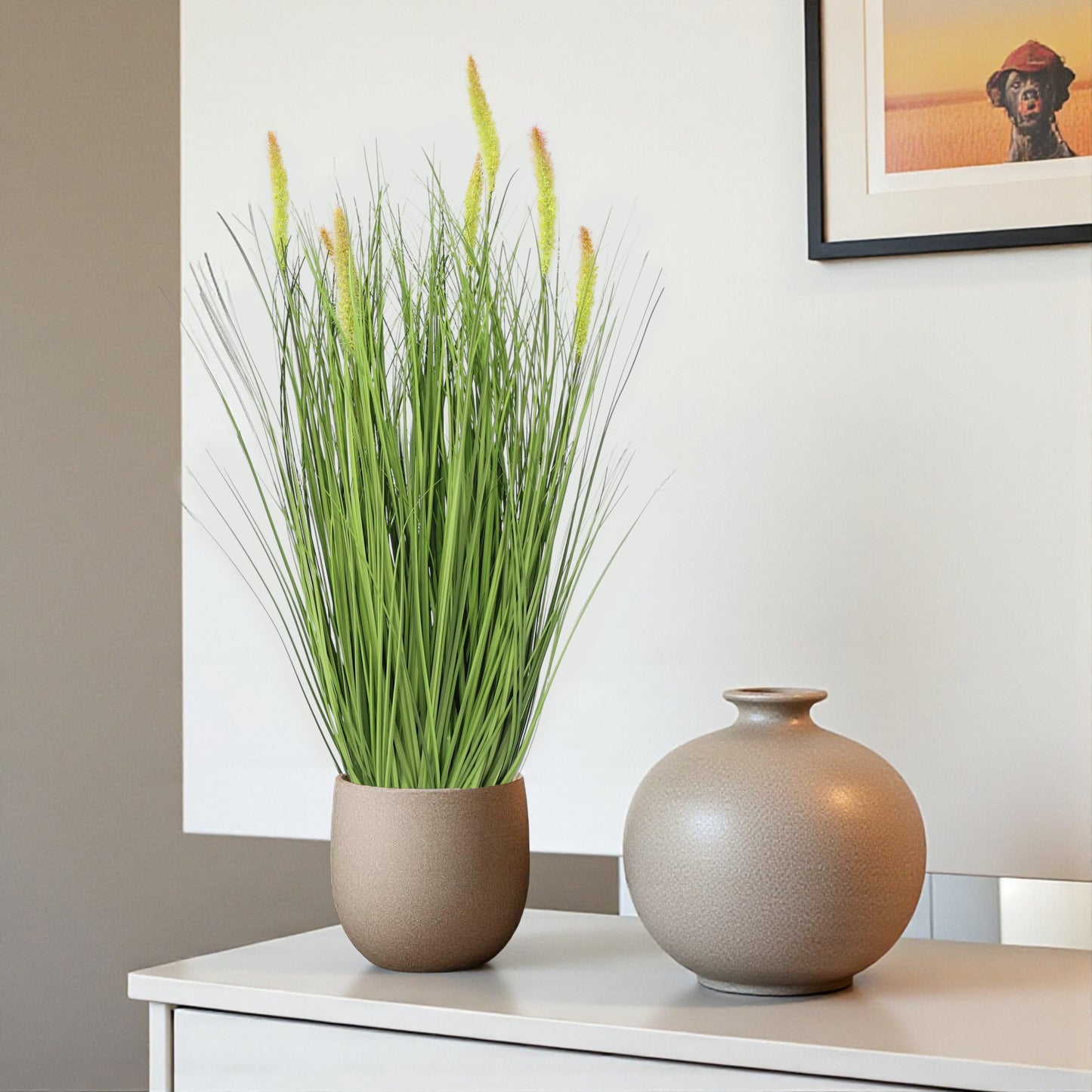 Künstliches Dekogras 70 cm Fuchsschwanzgras Kunstgras Kunstpflanze Schilf im Topf