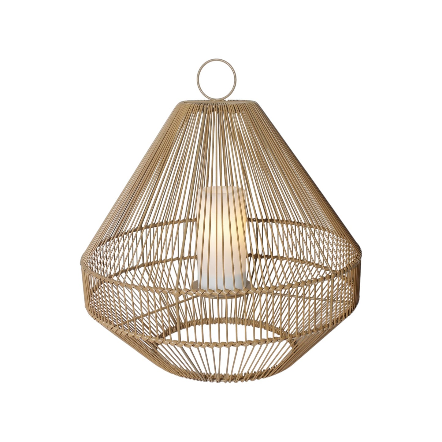 Solar Rattan Laterne Beige