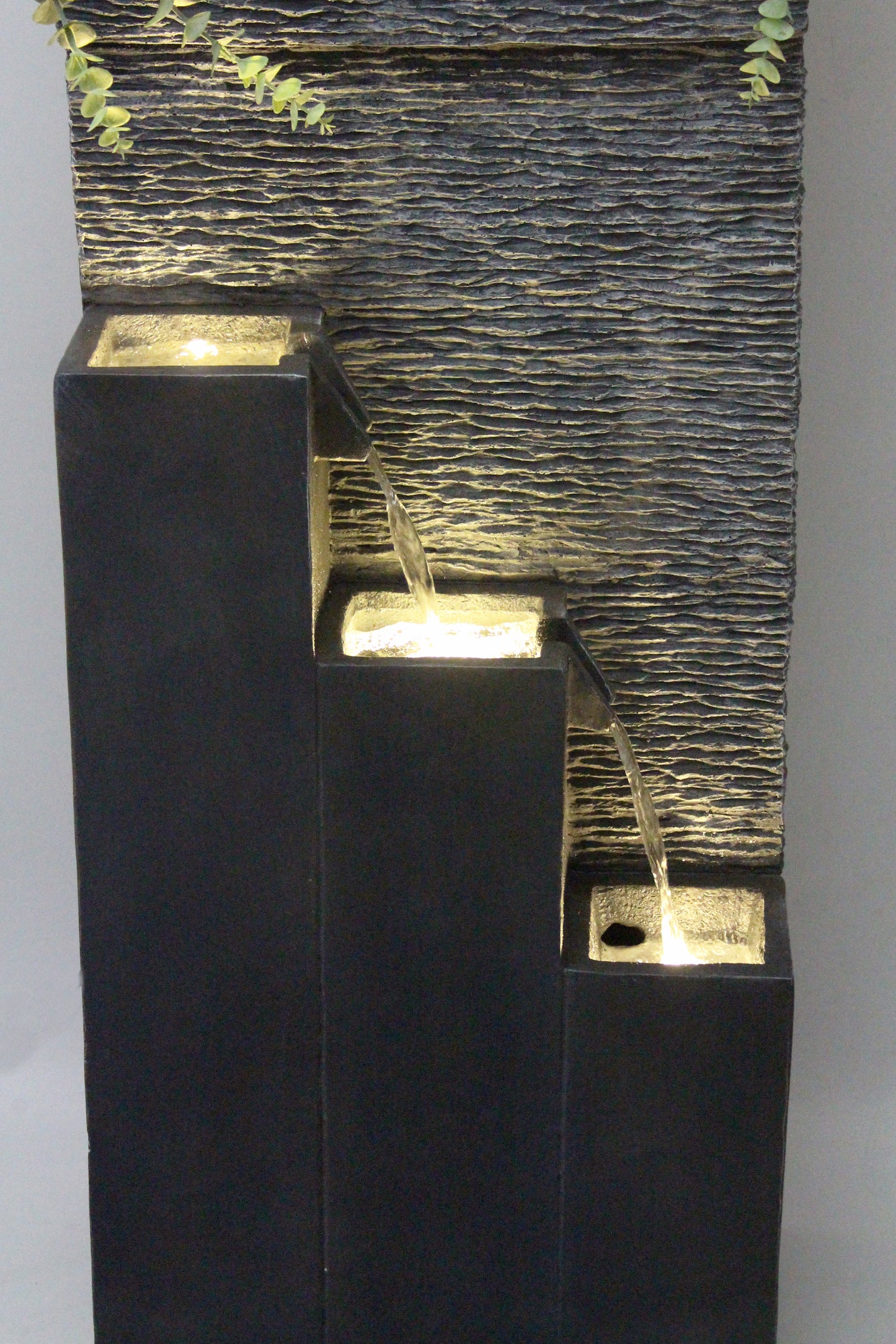 Großer Gartenbrunnen BK846 101 cm mit LED Beleuchtung Springbrunnen Kaskade mit Dekorationsbecken