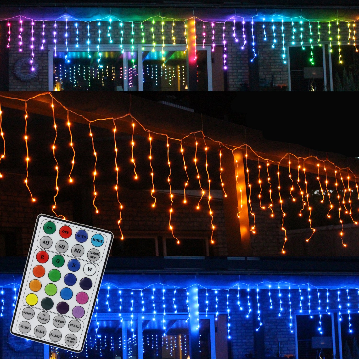 Smart LED Lichterkette Eisregen – RGB+W, 212 LEDs, Mit Fernbedienung & Timer – Perfekt Für Weihnachten Und Party