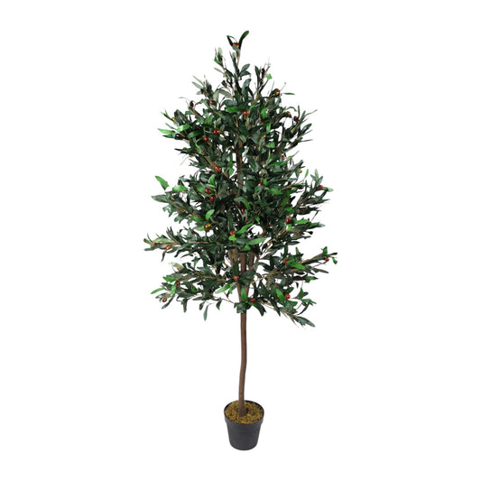 Großer künstlicher Olivenbaum Premium 185 cm Echtholzstamm Kunstpflanze