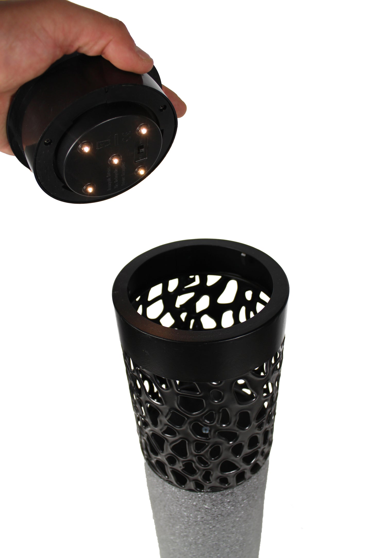 Solar Dekoleuchte Rund 13 x 53 cm Solarlampe Akzentleuchte Pollerleuchte warmweiß