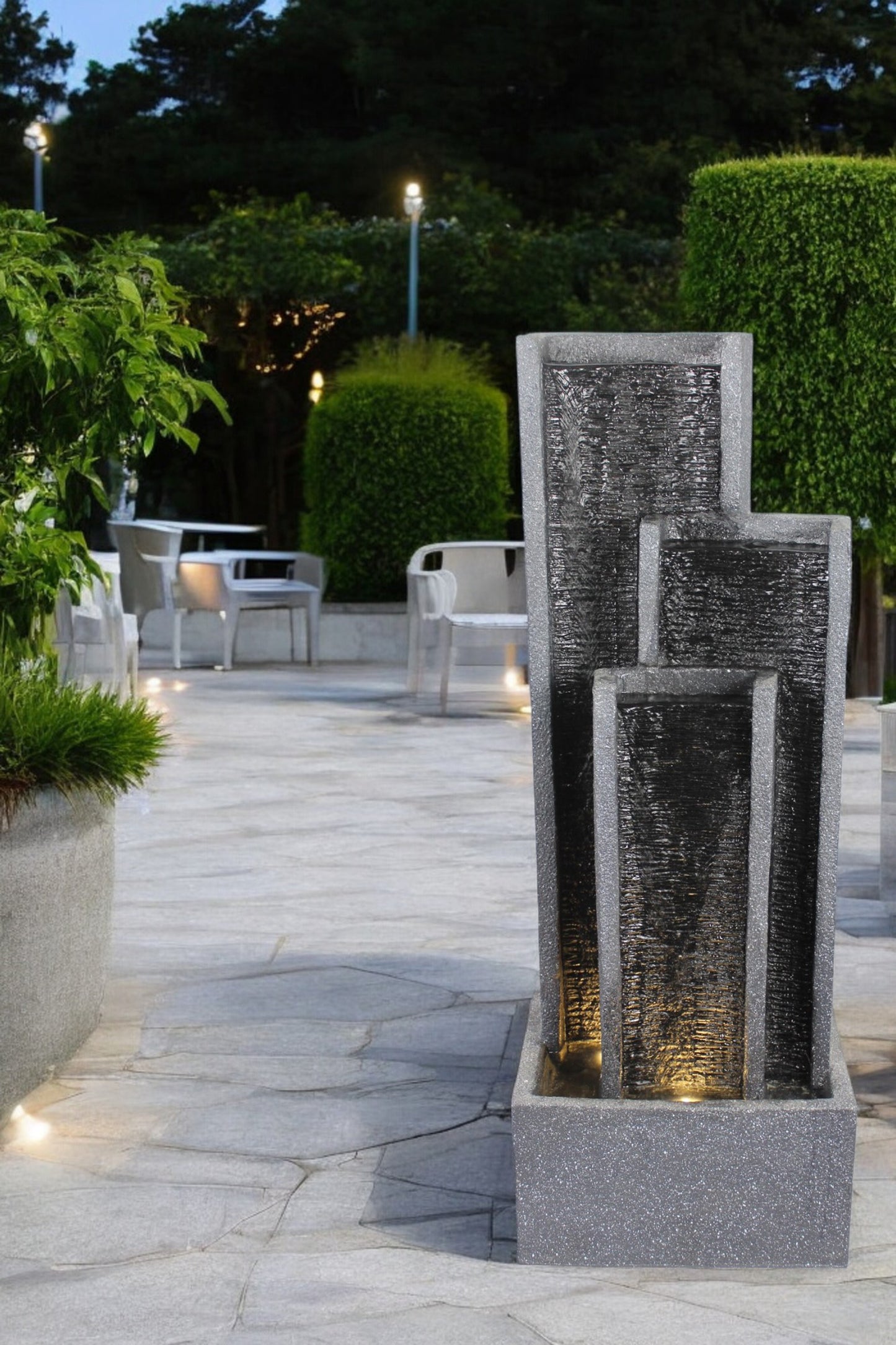 Gartenbrunnen BK903 Wasserwand 99 cm Standbrunnen Springbrunnen mit Beleuchtung Wasserfall Gartendeko