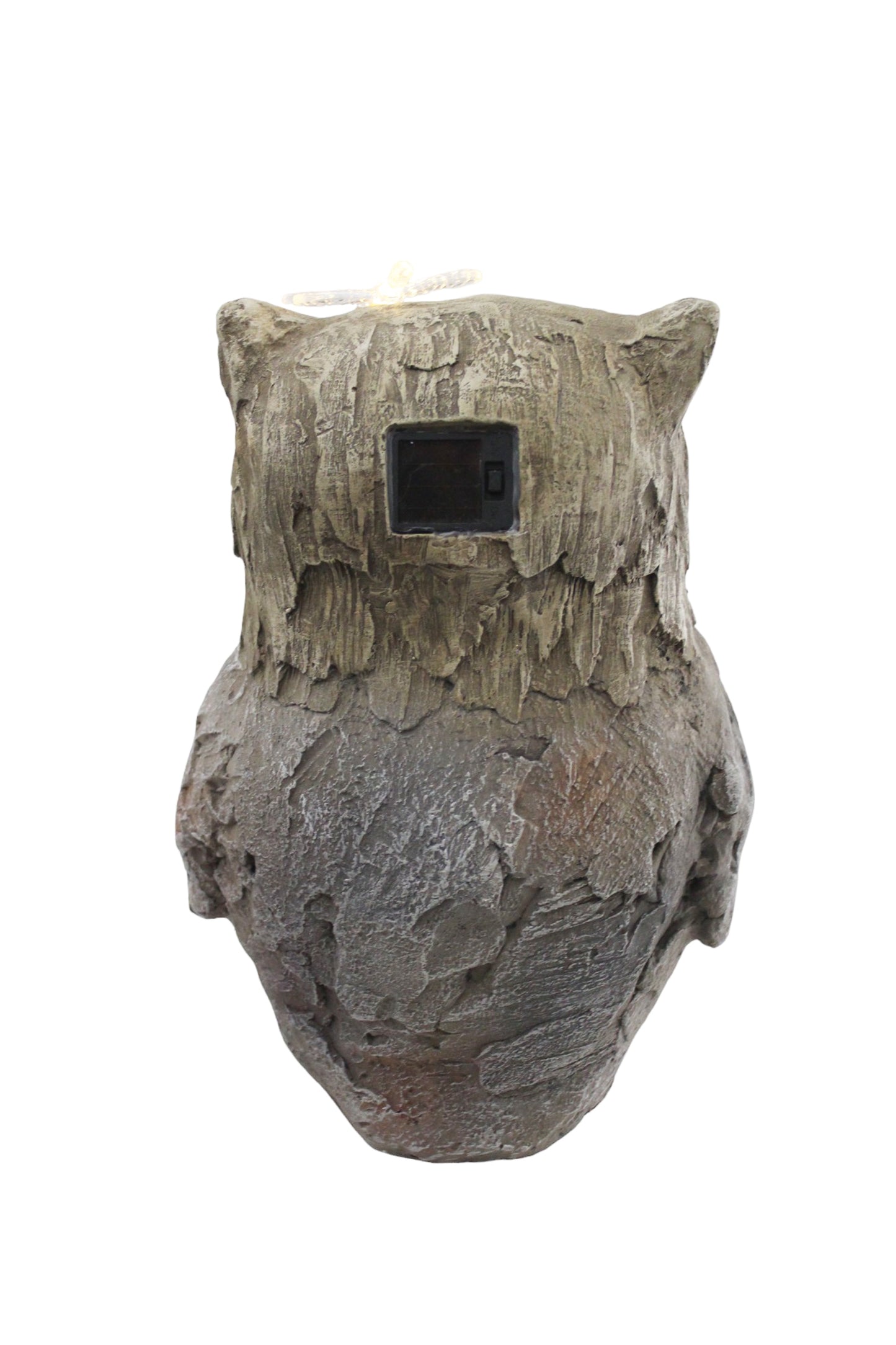 Gartenfigur Eule mit Solarbeleuchtung 35 cm Steinoptik Gartendekoration Solarleuchte Grau Kunststein