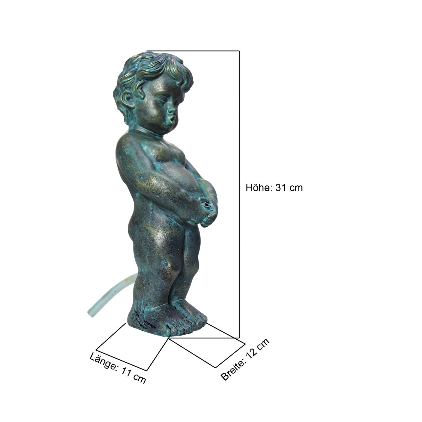 Solar Wasserspeier Junge klassisch Wasserspiel Teichdeko Gartenfigur Brunnen Springbrunnen Solarbrunnen