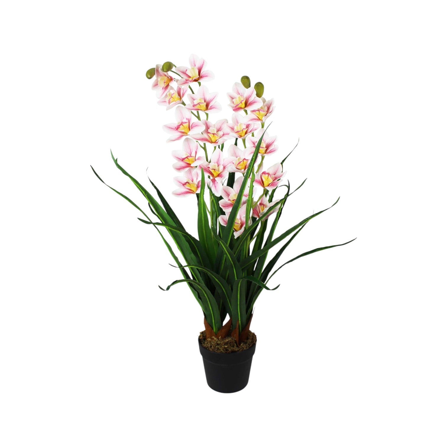 Künstliche Orchidee in Gräser Kunstgras Dekogras 85 cm mit 33 Blüten K –  arnusa