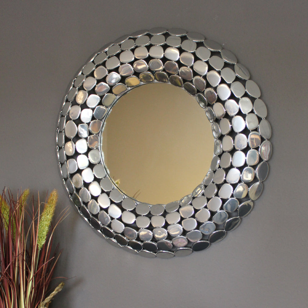 Dekospiegel 63x63 cm Metall Wandspiegel Spiegel Silber – arnusa