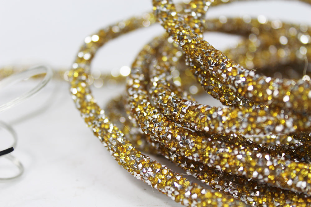 LED Lichterschlauch 5m Glitzer Gold warmweiß Lichterkette Leuchtseil