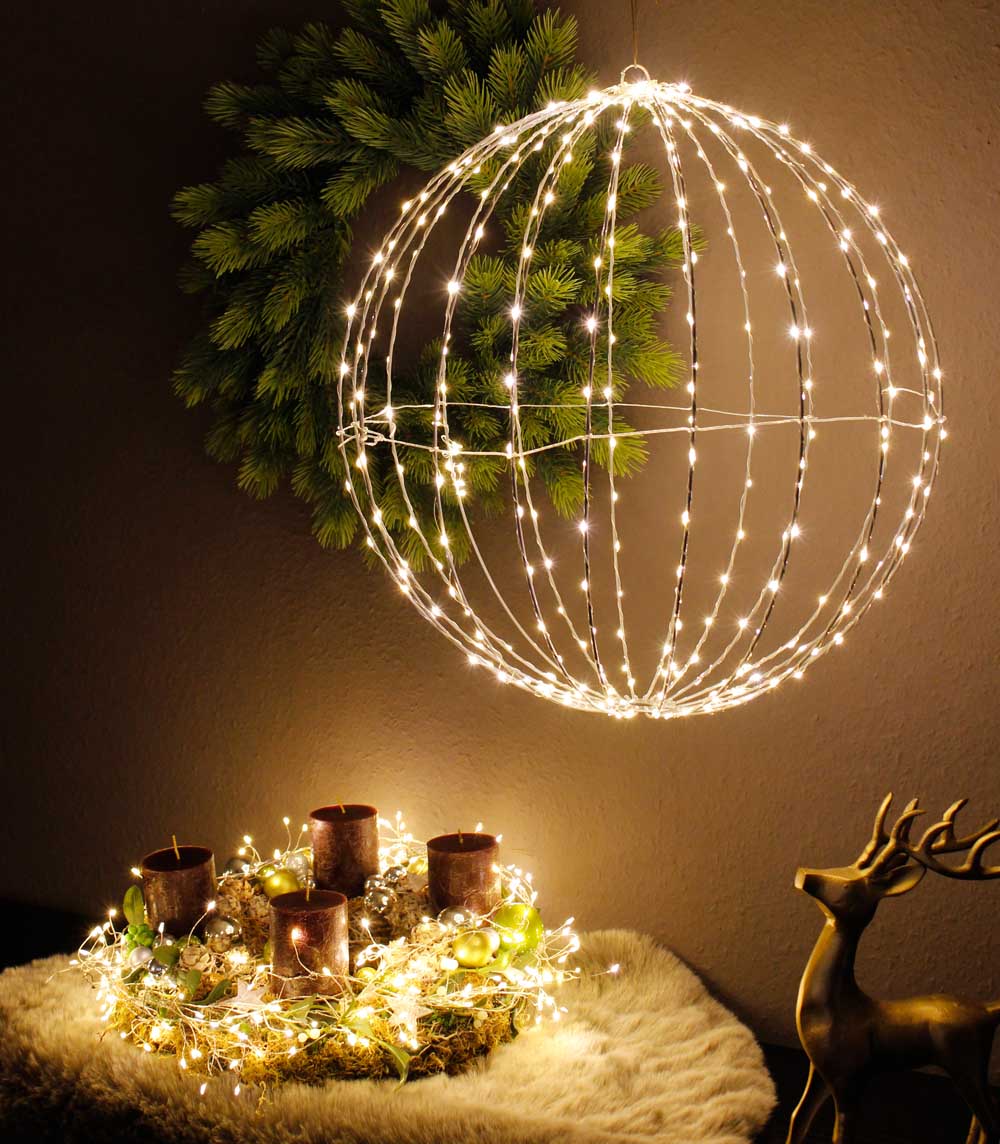 LED Leuchtkugel 50 cm faltbar Weihnachtsbeleuchtung LED Ball 320 LED
