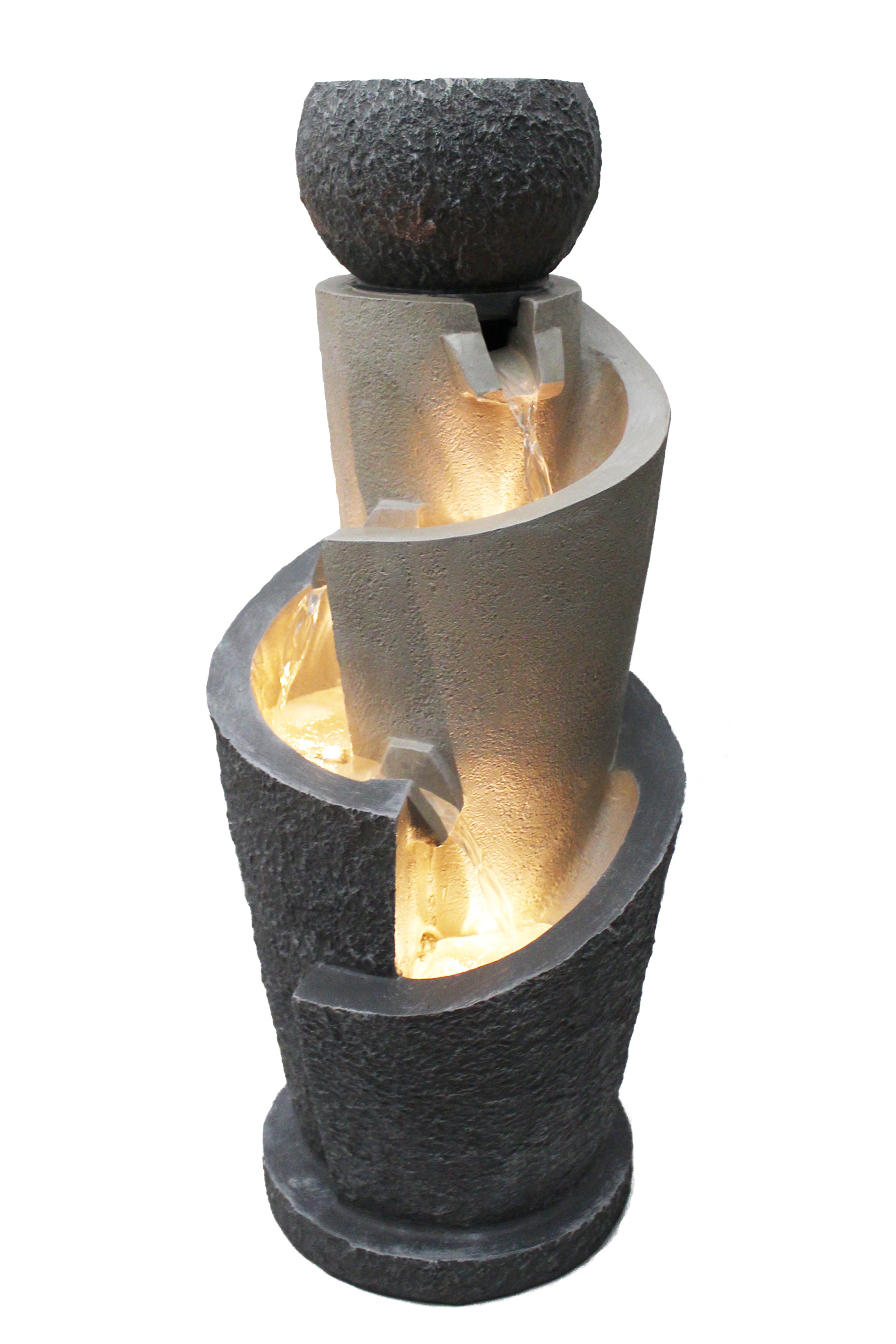 Gartenbrunnen mit LED Beleuchtung 66 cm mit Dekobecken Springbrunnen W