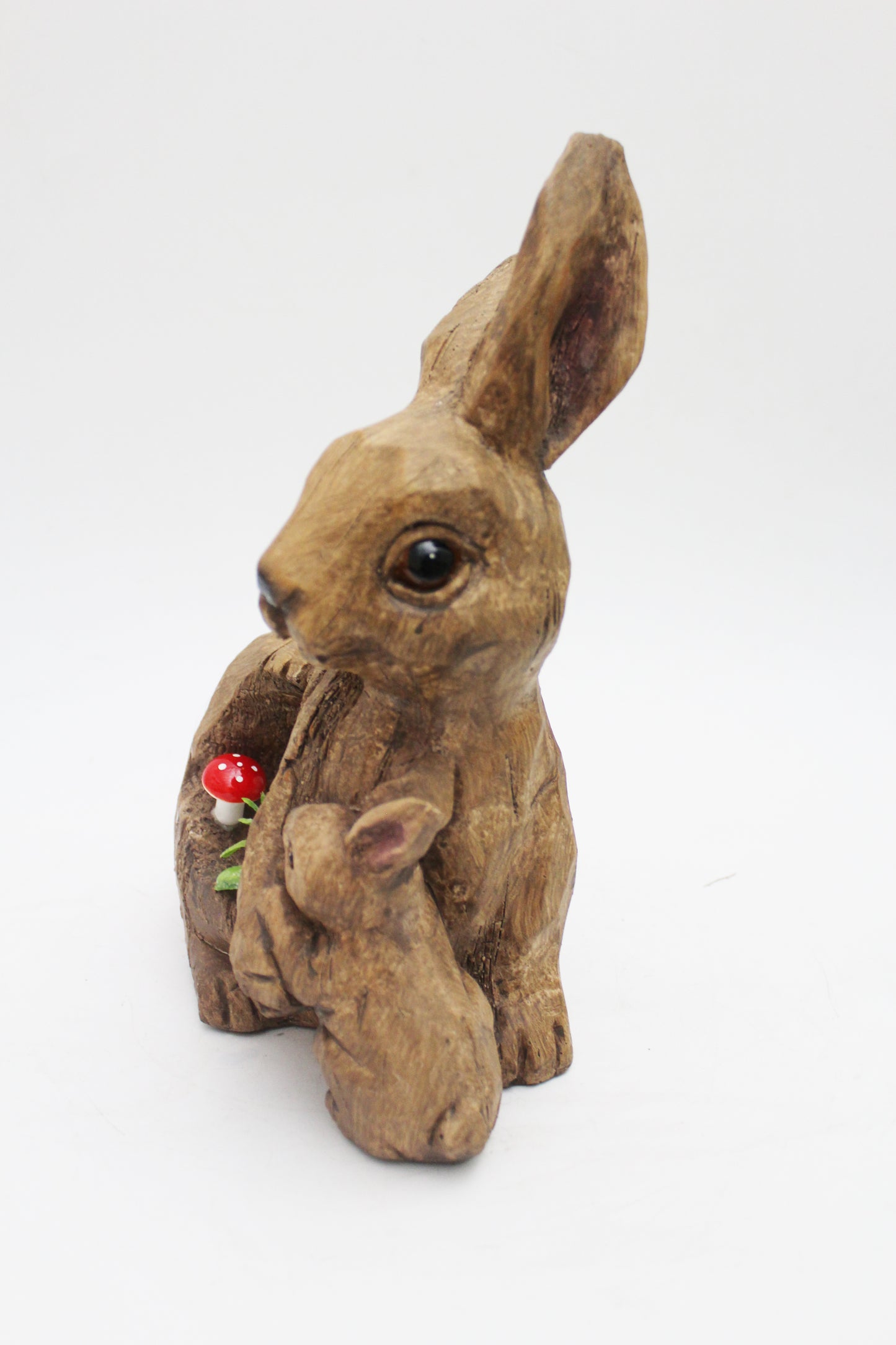 Solar Gartenfigur Hase mit Glaskugel Hasenfamilie Tierfigur Gartendekoration Solarlampe