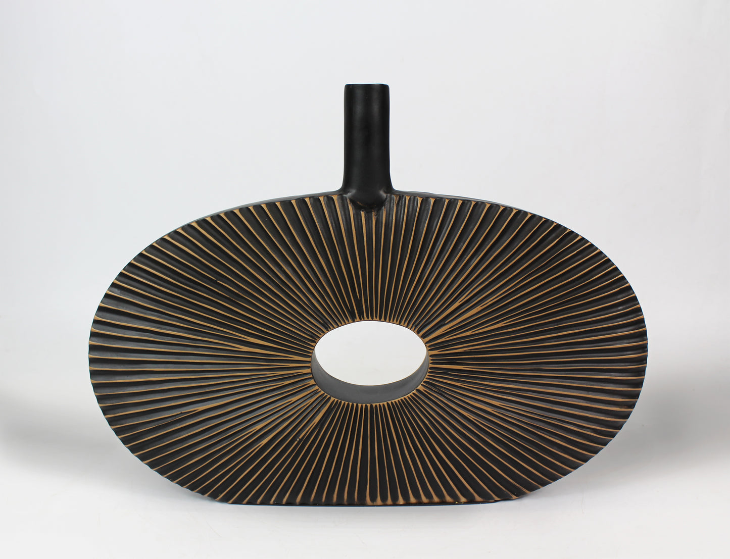 Dekovase geriffelt moderne Blumenvase braun dunkel