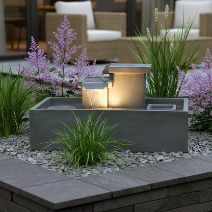 Springbrunnen mit LED Beleuchtung Tischbrunnen Zimmerbrunnen 49 cm Gartenbrunnen Wasserfall
