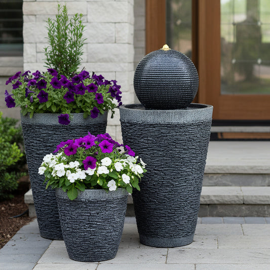 Blumenkübel STRATA Pflanzkübel Steinoptik Schieferoptik Blumentopf