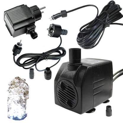 Springbrunnenpumpe mit 1x LED Spot Teichpumpe Wasserpumpe Bachlaufpumpe