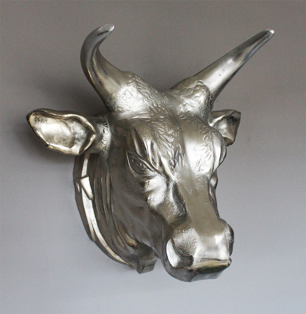 Bullenkopf Wanddekoration Aluminium 56x50x42 cm Schädel Skulptur