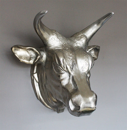 Bullenkopf Wanddekoration Aluminium 56x50x42 cm Schädel Skulptur