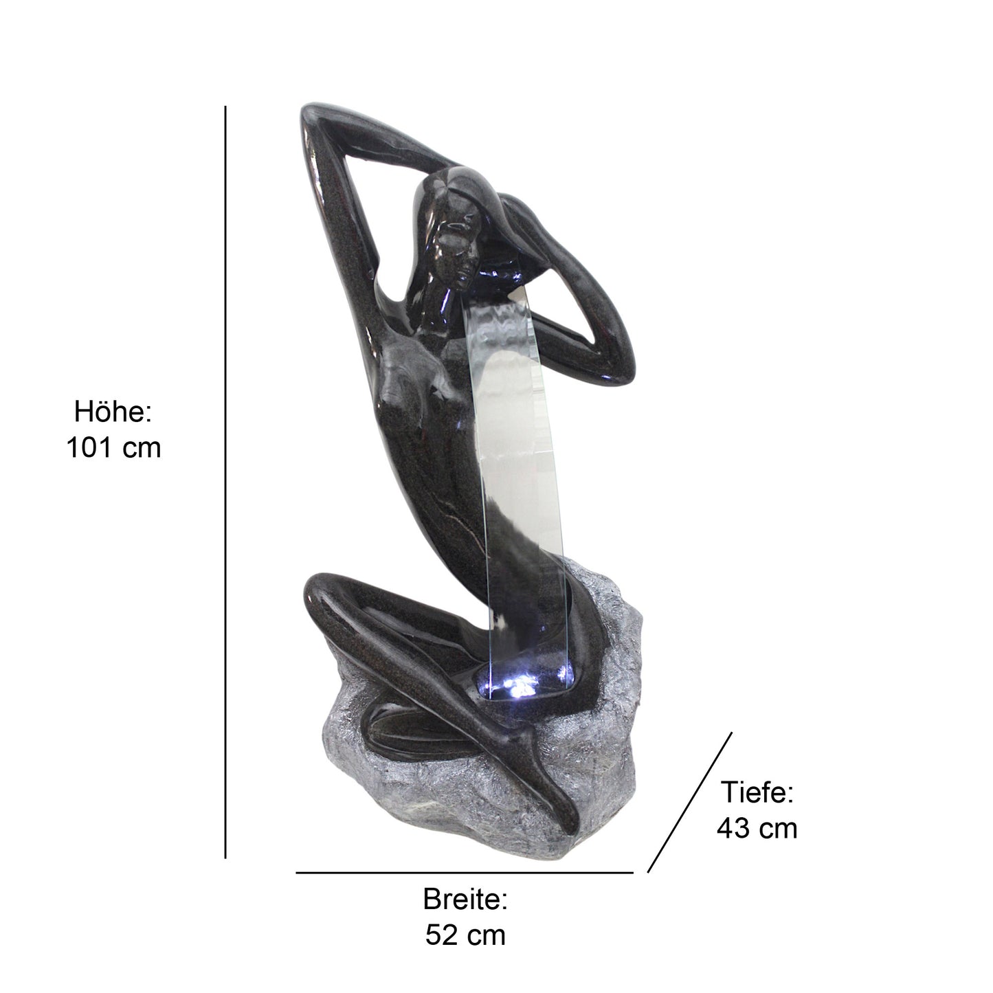 Design Springbrunnen mit LED Beleuchtung Zimmerbrunnen 101 cm Granit-Optik Gartenbrunnen Skulptur Brunnen Wasserspiel