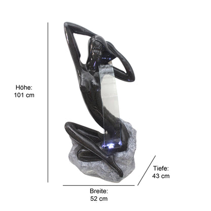 Design Springbrunnen mit LED Beleuchtung Zimmerbrunnen 101 cm Granit-Optik Gartenbrunnen Skulptur Brunnen Wasserspiel