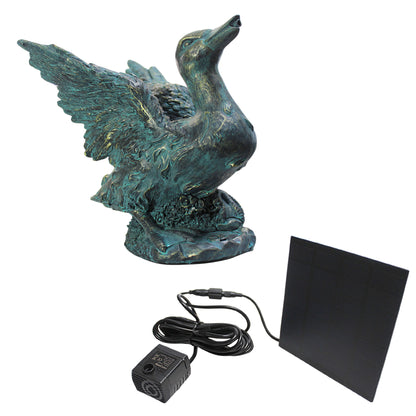 Solar Wasserspeier Ente Kupferoptik Gartenbrunnen Teichdeko Gartenfigur Springbrunnen Solarpumpe WSP11