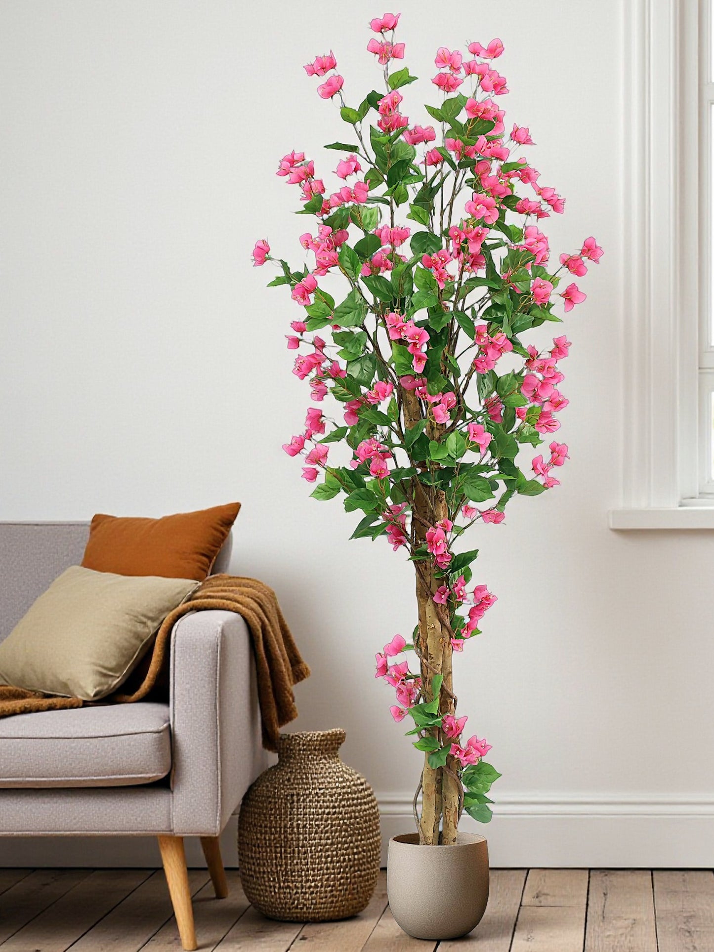 Künstliche Bougainvillea 180 cm Kunstpflanze mit Blüten Kunstbaum Dekoration im Topf