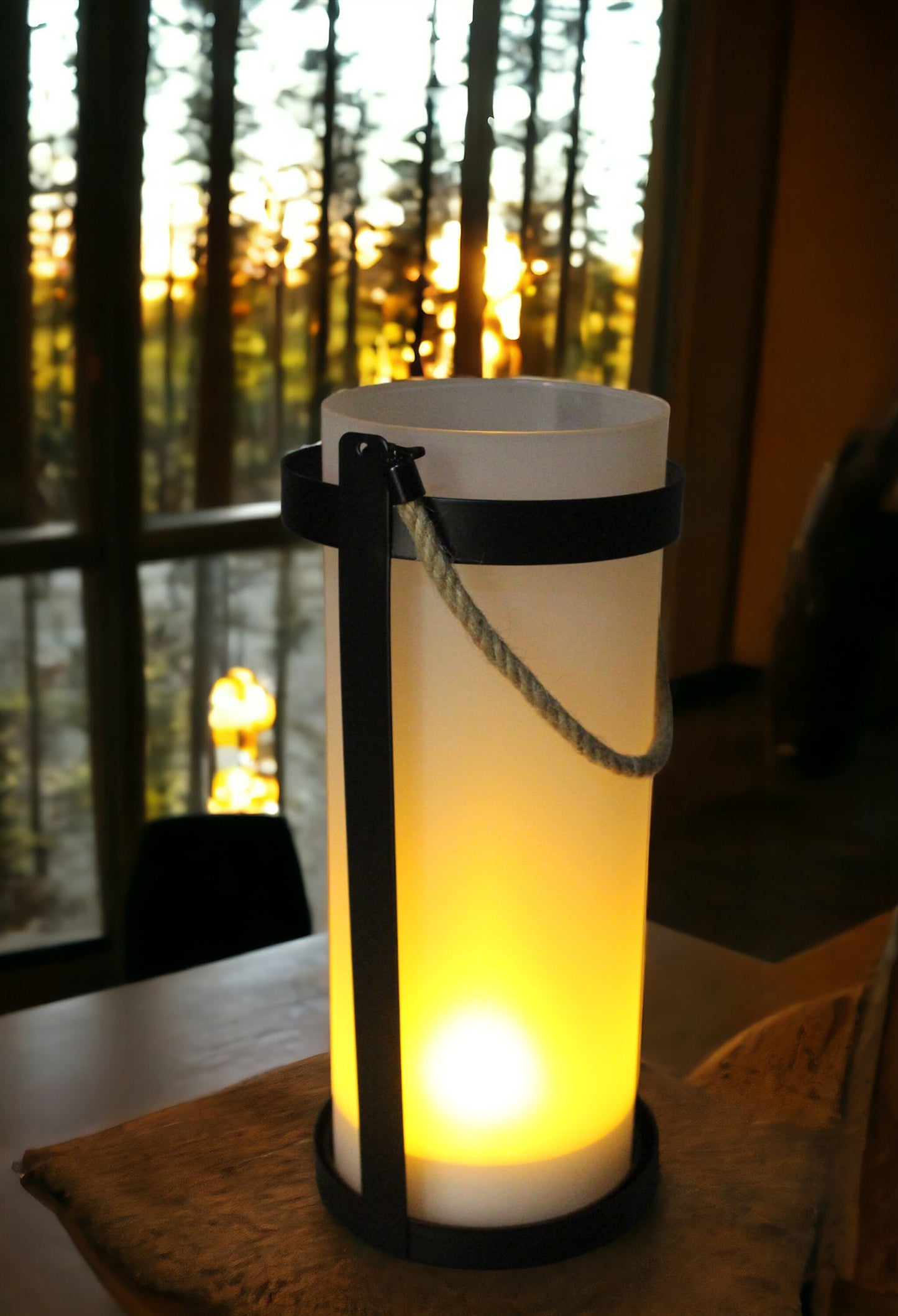 Solar LED Windlicht mit Glas und Kerzen-Effekt