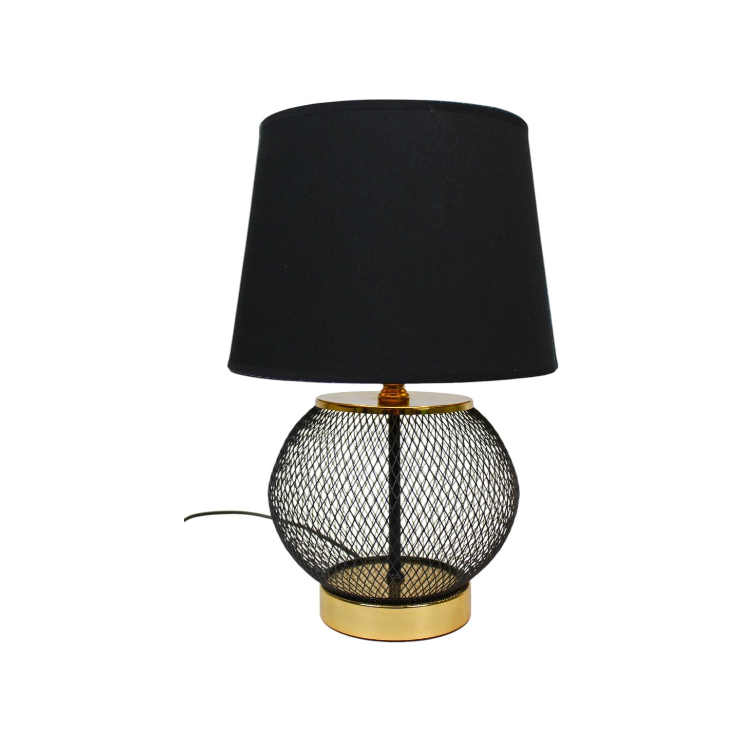 Tischlampe schwarz gold rund 25x38 cm mit schwarzem Schirm Nachttischlampe