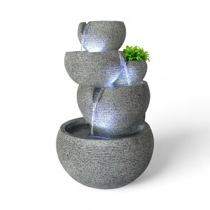 Zimmerbrunnen mit LED Beleuchtung Brunnen Innen- und Außenbereich Granit-Optik Springbrunnen Kaskade 44,5 cm