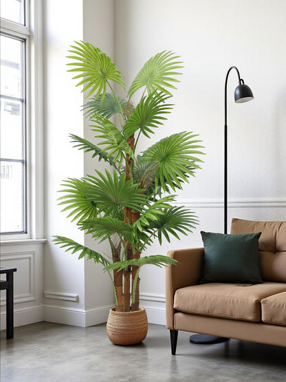 Künstlicher Palme 160 cm im Topf Fächerpalme Kunstpflanze groß Pflanze Dekoration Kunstbaum