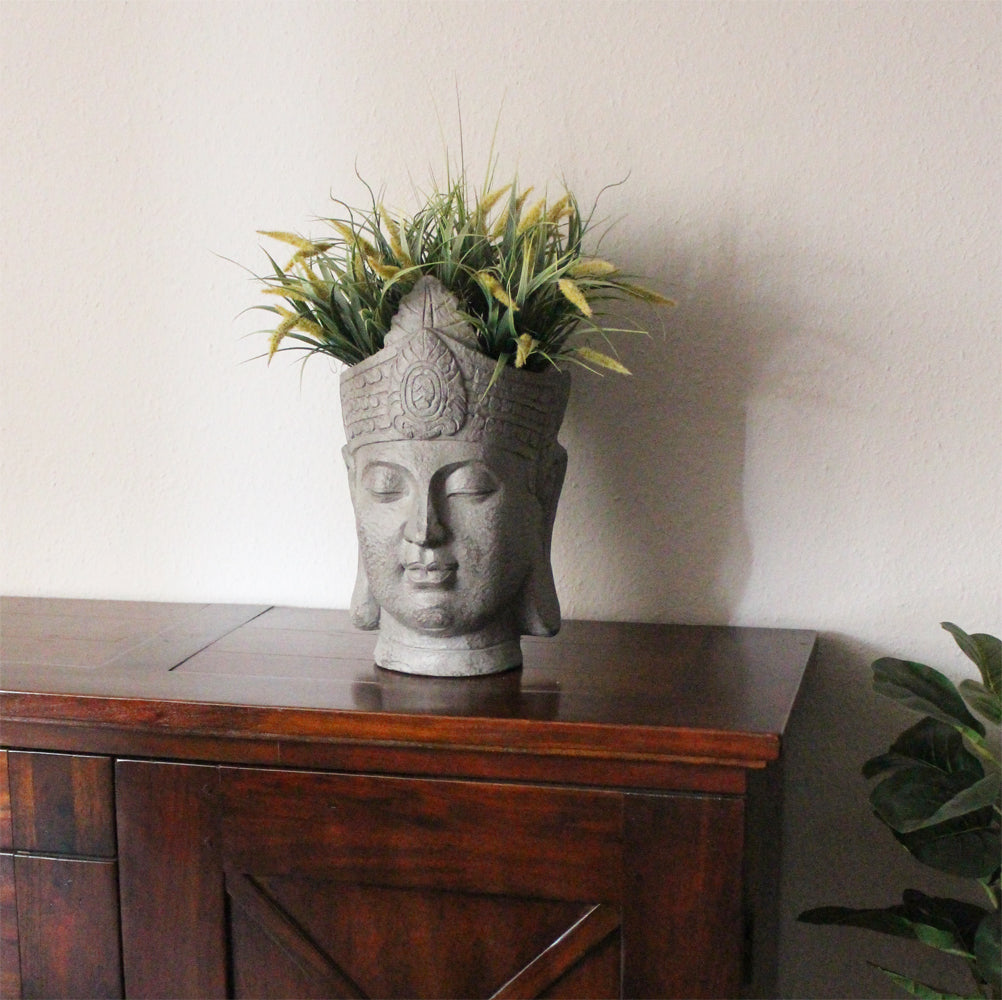 Blumentopf Buddha Kopf Pflanztopf Groß Büste Kunststein