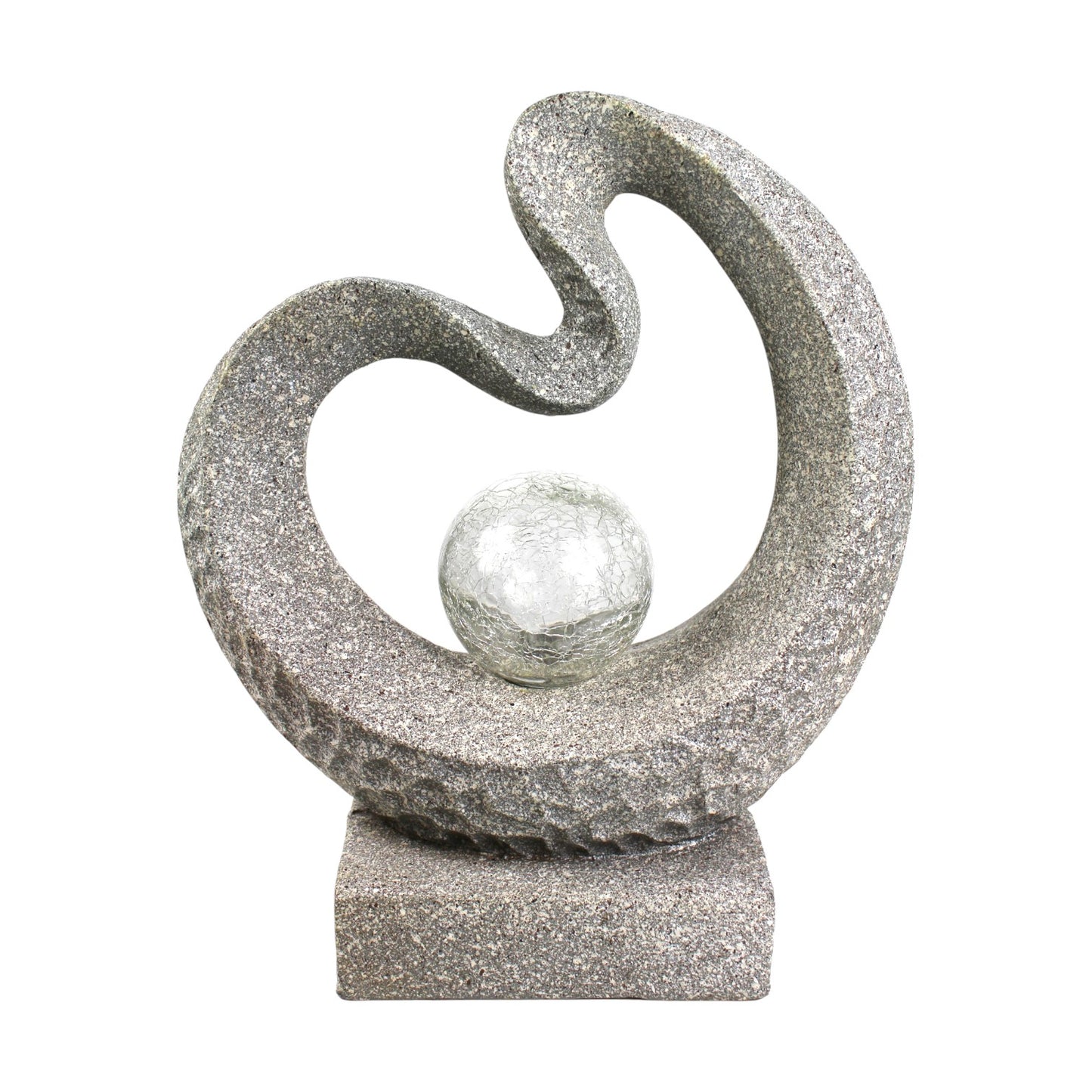Solarleuchte Skulptur Granit-Optik moderne Solarlampe 33,5 x 39 cm