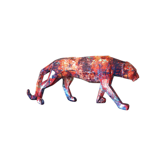 Jaguar Dekofigur Pop Art 49 cm Geometrisches Design Bunte Graffiti Optik Modern und Stylisch