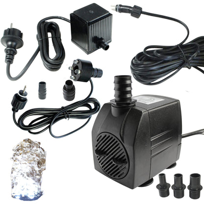 Springbrunnenpumpe mit 1x LED Spot Teichpumpe Wasserpumpe Bachlaufpumpe