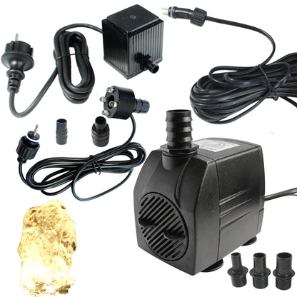 Springbrunnenpumpe mit 1x LED Spot Teichpumpe Wasserpumpe Bachlaufpumpe