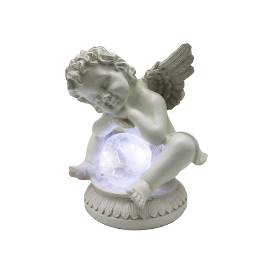 Solarleuchte Engel mit Glaskugel Gartenfigur Deko Solarlampe Figur