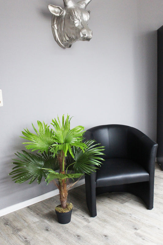 Künstliche Fächerpalme 90 cm mit 9 Palmenwedel Kunstpalme Kunstpflanze Künstliche Palme im Topf